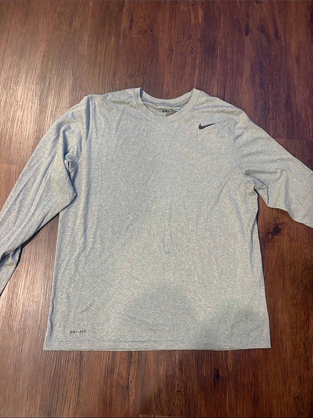 Nike Light Heather Gray Long Sleeve Dri-FIT Performance Tee